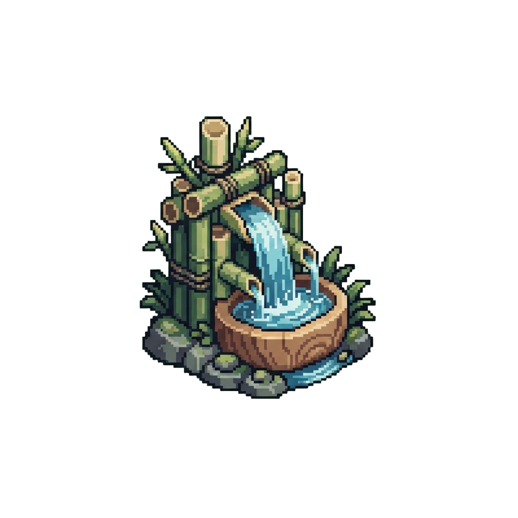 A Tranquil Bamboo Waterfall Sanctuary