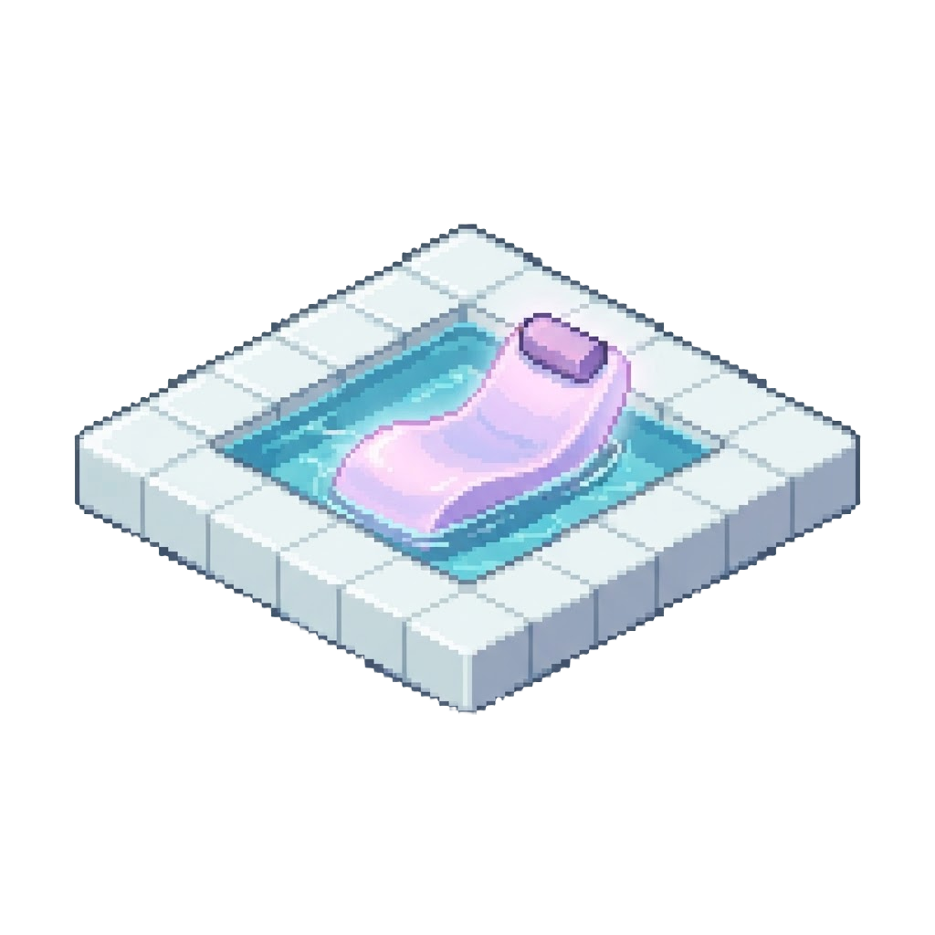 A Dreamlike Shallow Water Lounge Surrounded by White Tiles