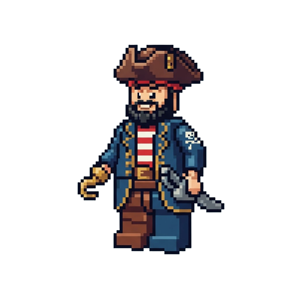 A Daring Lego Pirate Captain with a Tricorn Hat