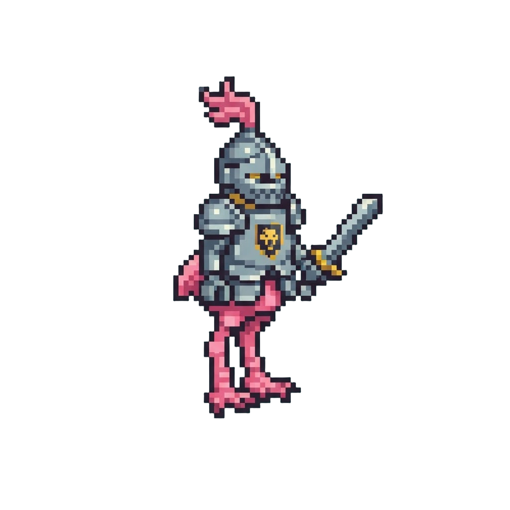 A Lego Figure with Knight Armor But Flamingo Legs