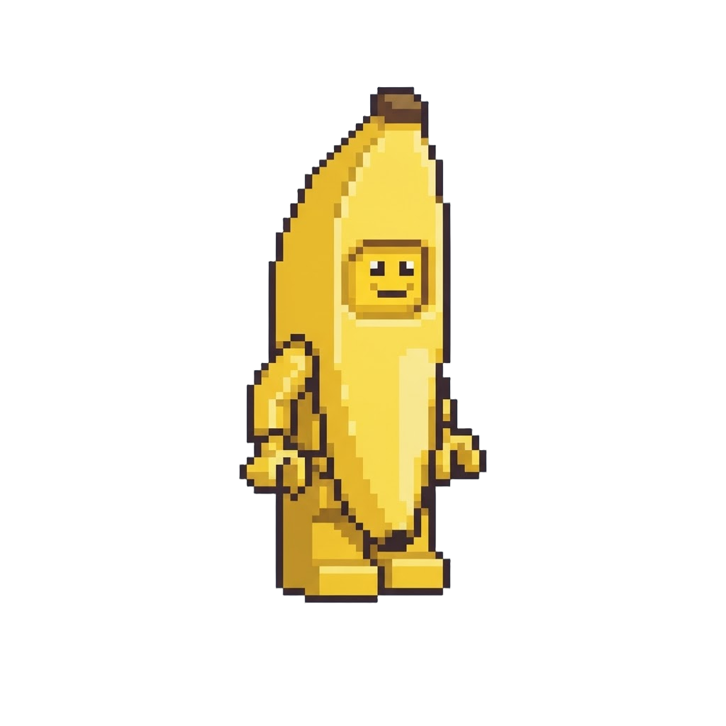 A Lego Figure with a Oversized Banana Suit