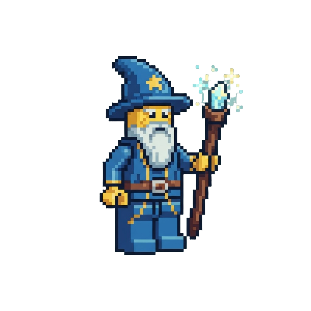 A Grand Lego Wizard with a Sparkling Magical Staff