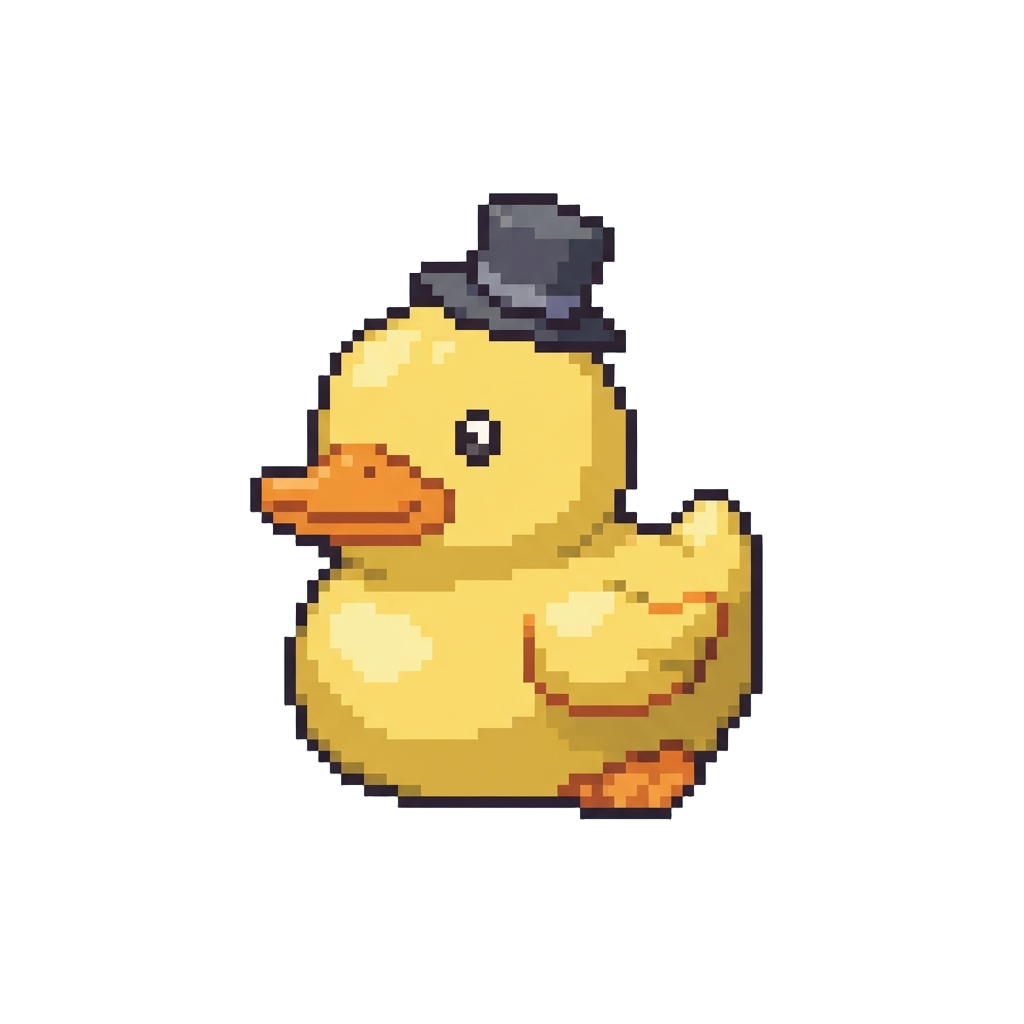A Chubby Derpy Duck Wearing a Tiny Top Hat