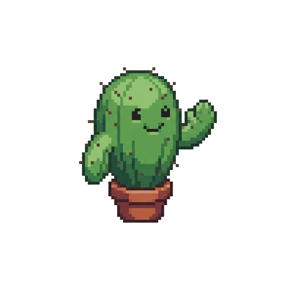 A Goofy Cactus Monster Giving a Soft Limp High-five