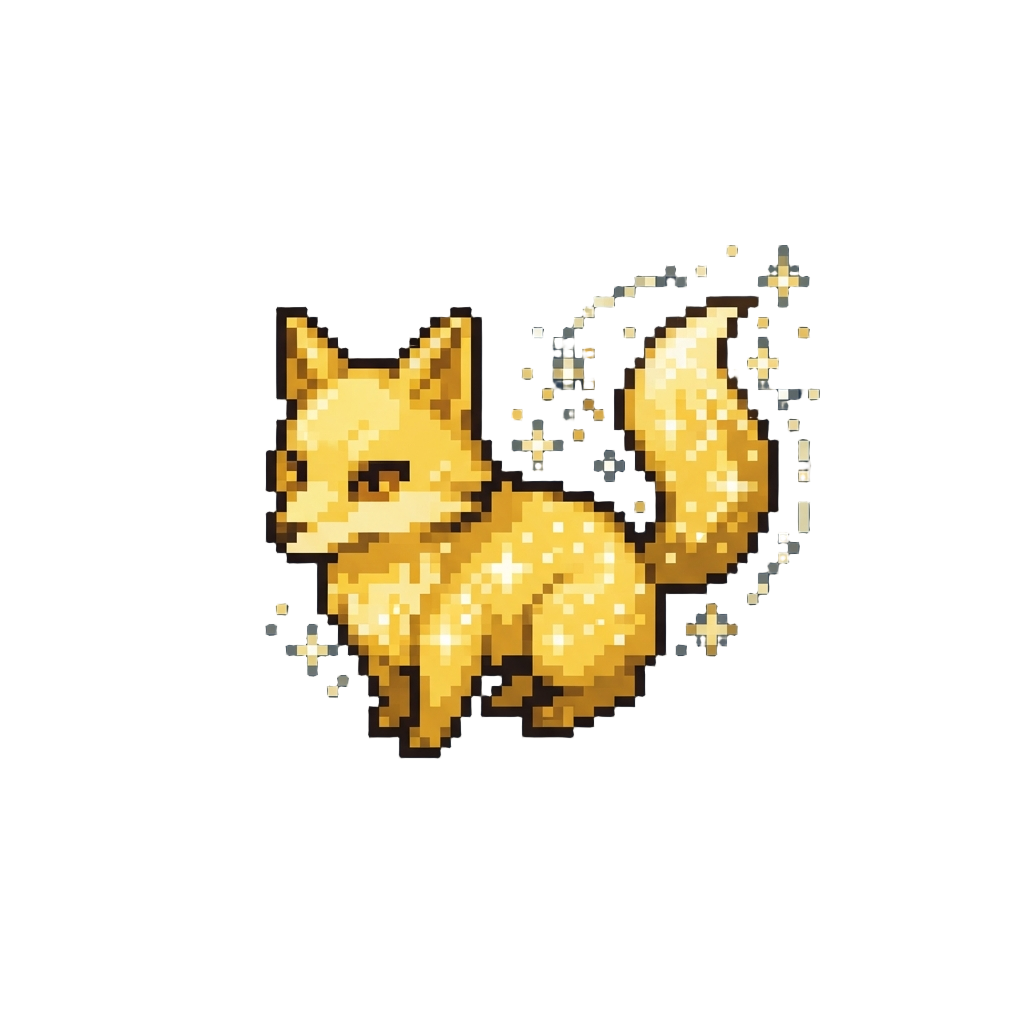 A Sparkling Golden Fox with Starry Trails
