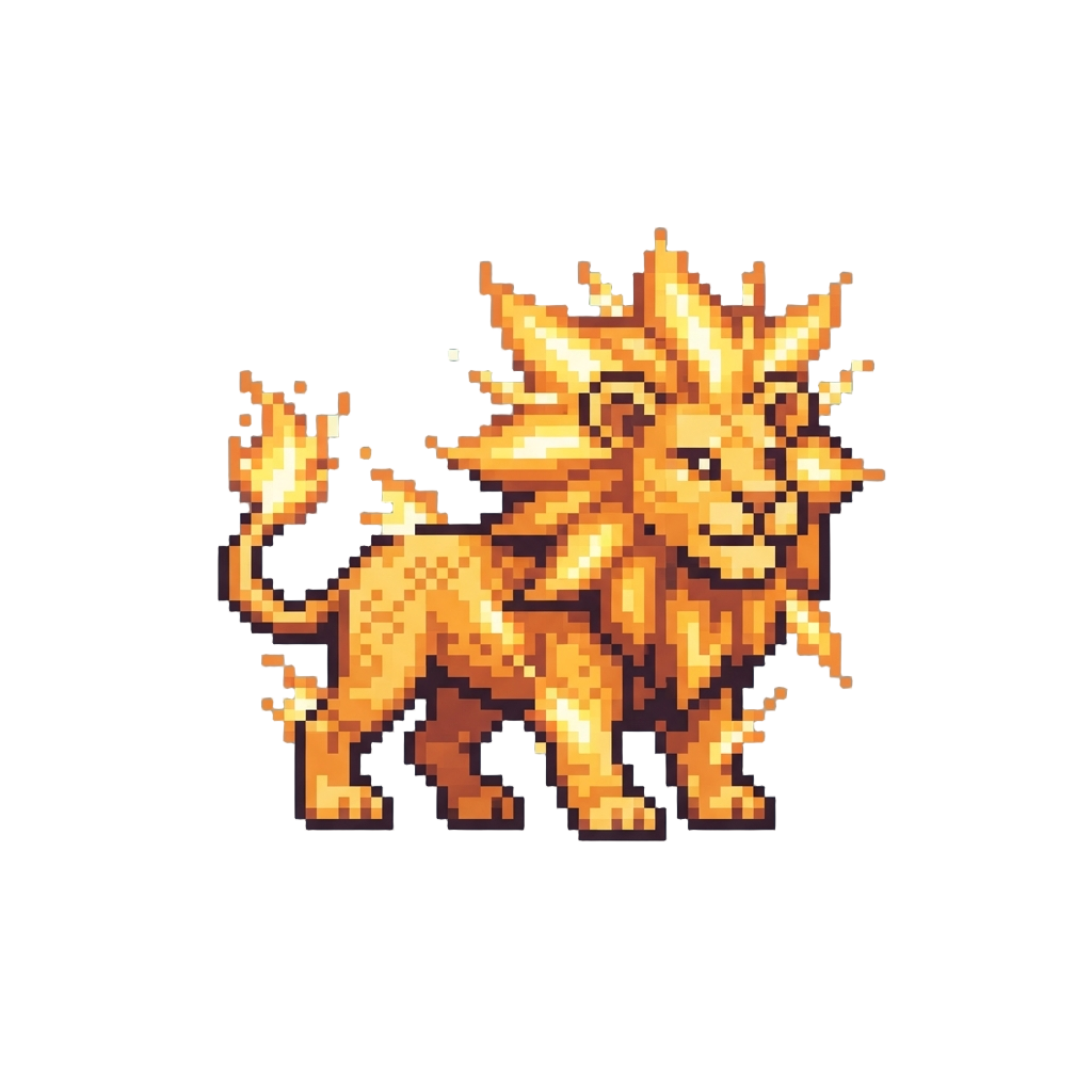 A Majestic Golden Sun-lion Radiating Blinding Solar Flares