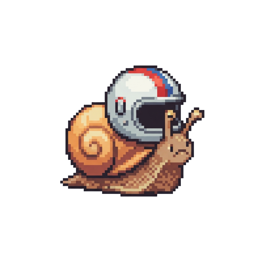 A Confused Snail Wearing a Racing Helmet