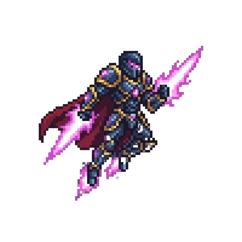 A Hyper-boosted Psychic Knight Floating with Energy Blades