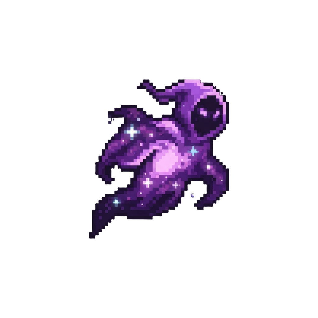 A Cosmic Starry Phantom Glowing with Dark Purple Nebulae