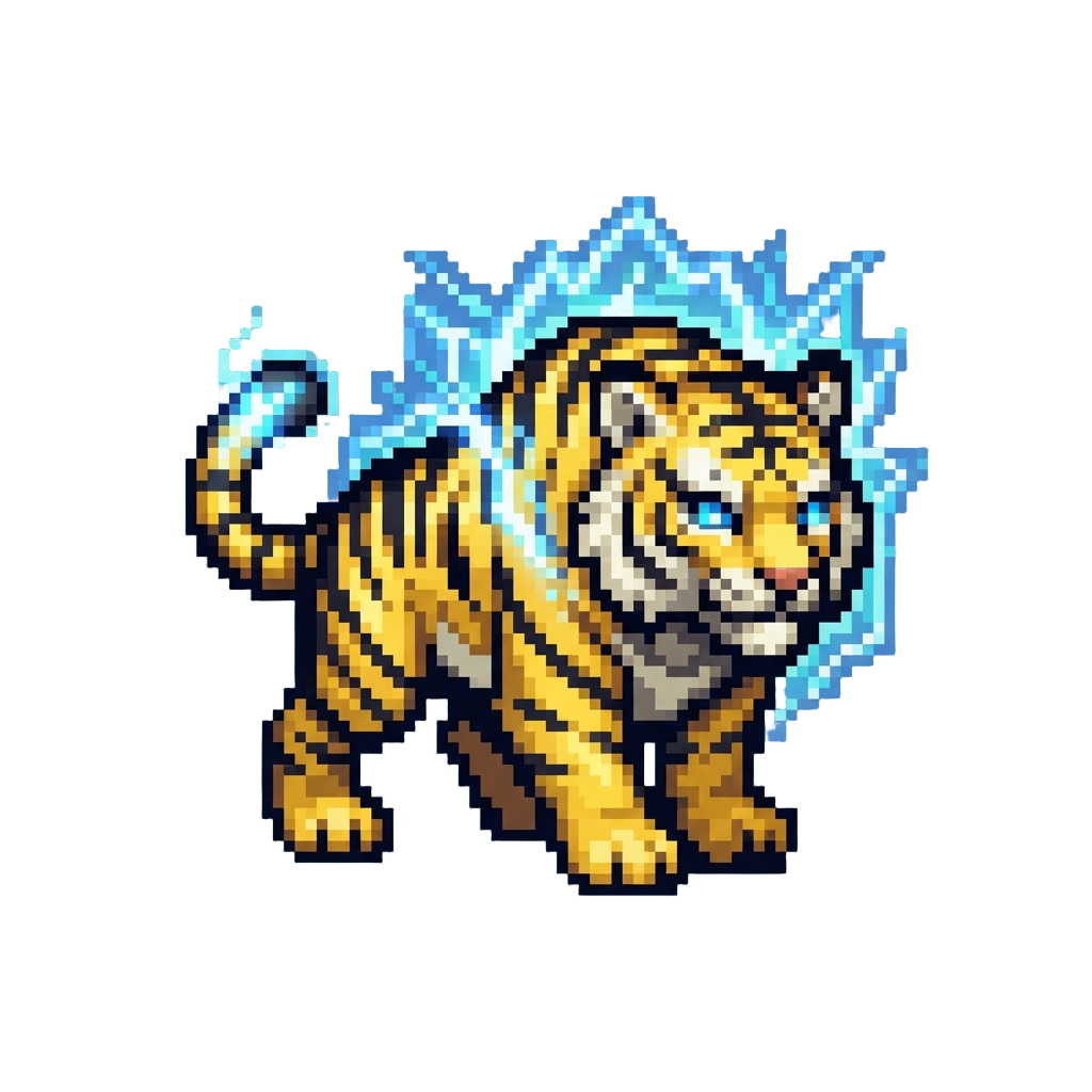 A Glowing Electric Tiger with Lightning Halo