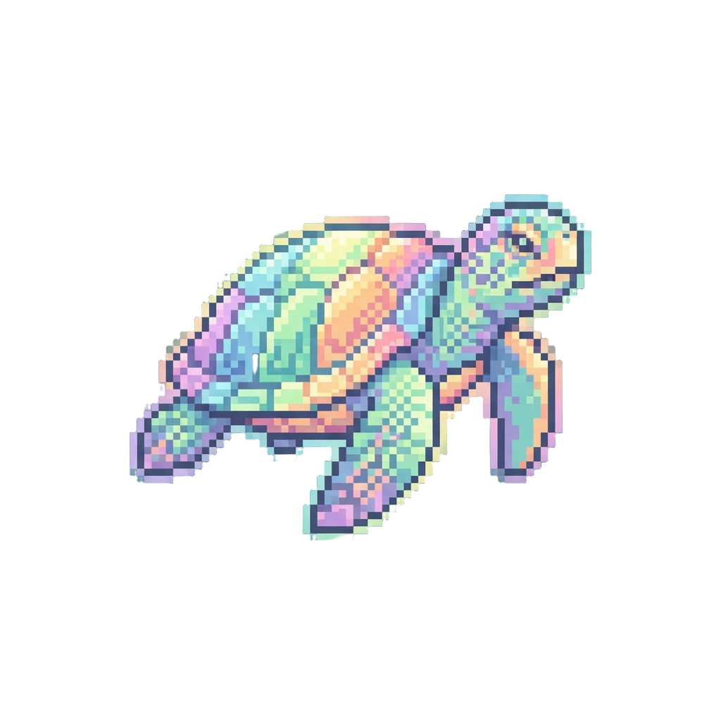 A Rainbow-scaled Sea Turtle Emitting Pastel Light