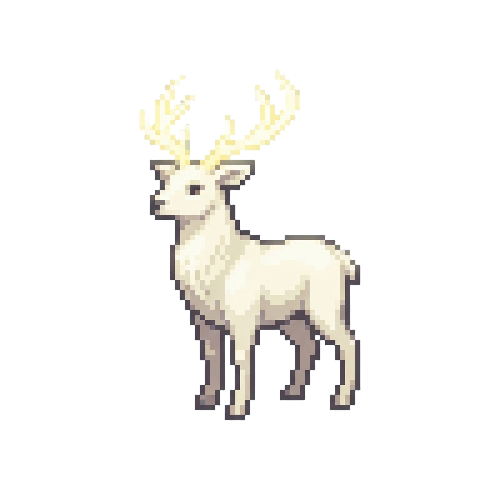 A Luminous White Stag with Glowing Antlers