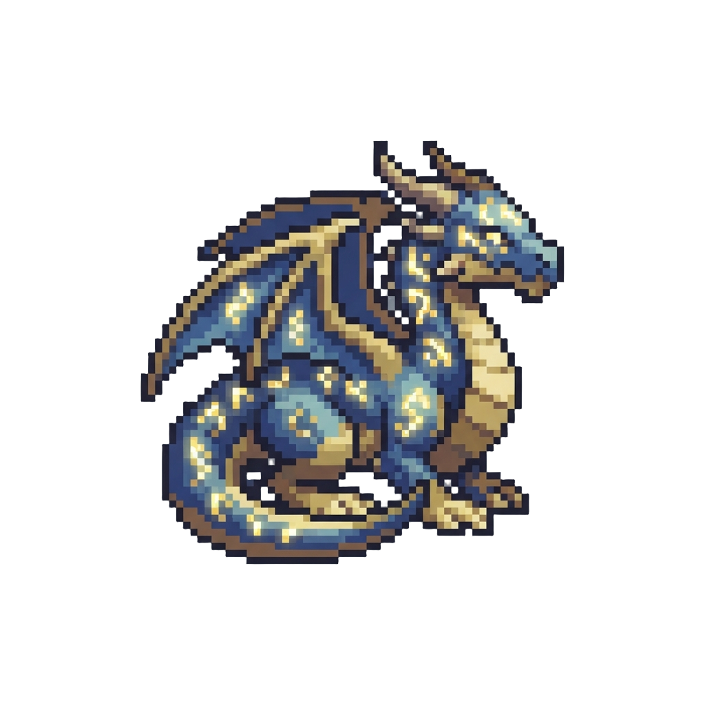 An Ancient Time-guardian Dragon Draped in Glowing Runes