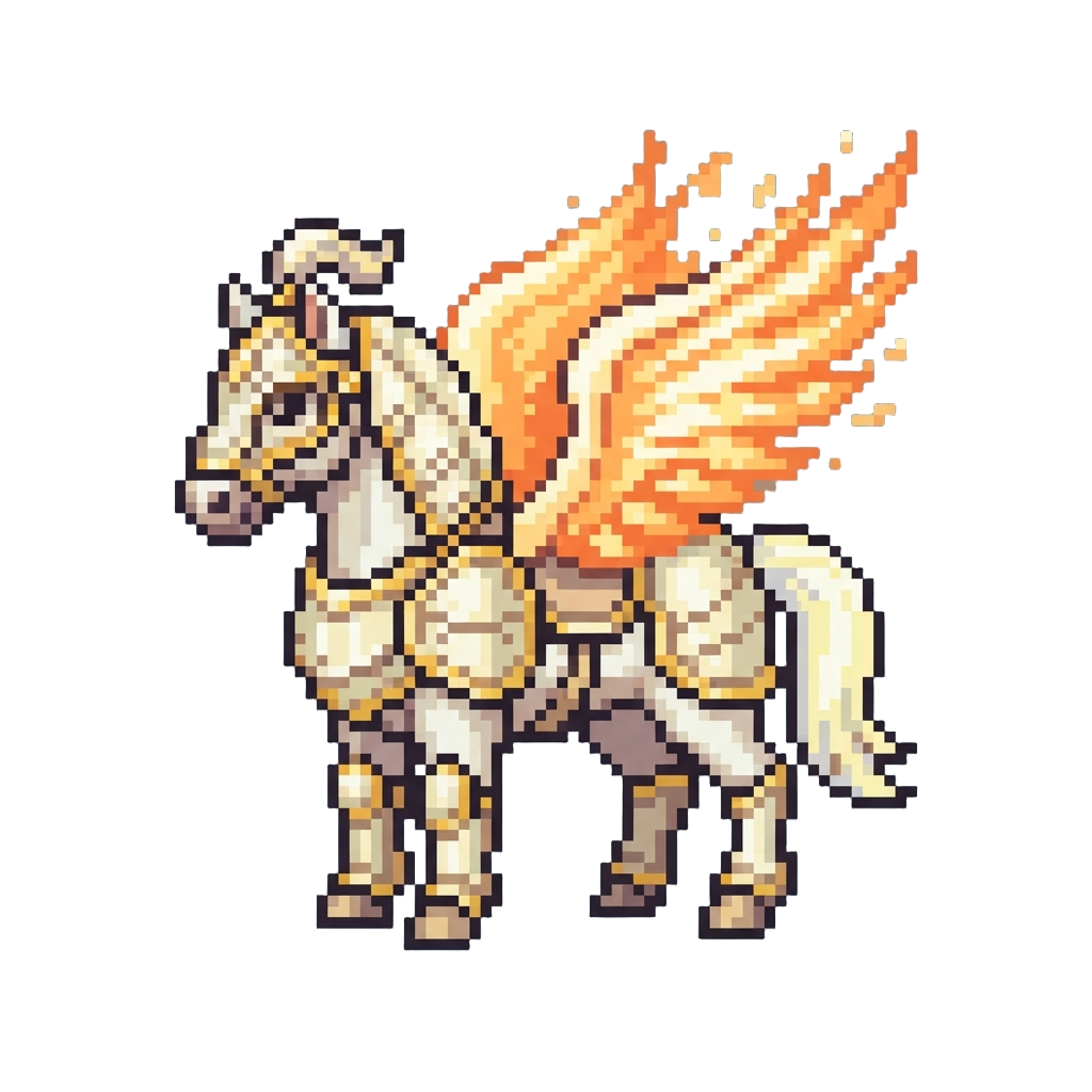 A Holy Armored Pegasus with Blazing Divine Wings