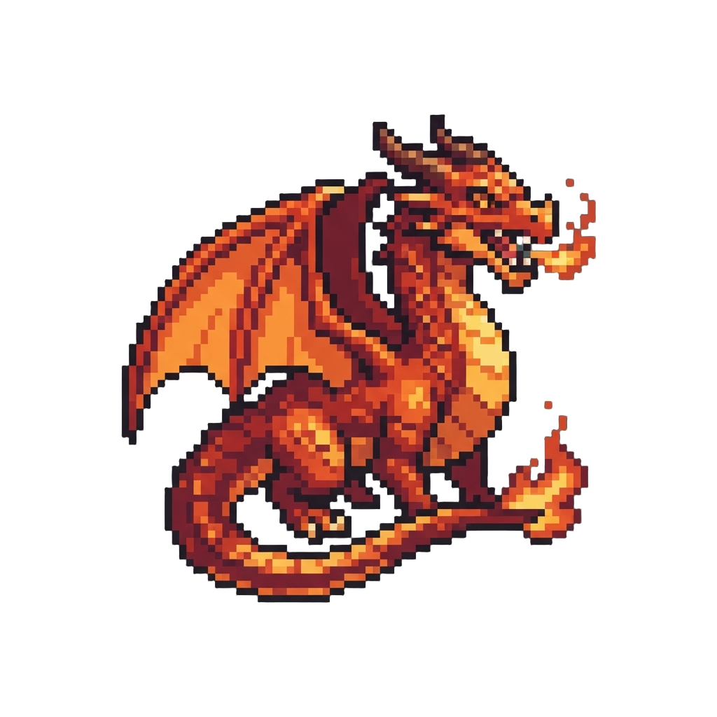 A Majestic Fiery Dragon