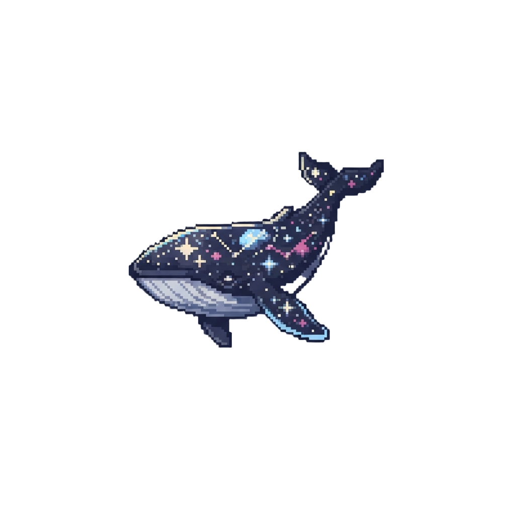 A Colossal Starry Whale Gliding Through a Miniature Cosmos