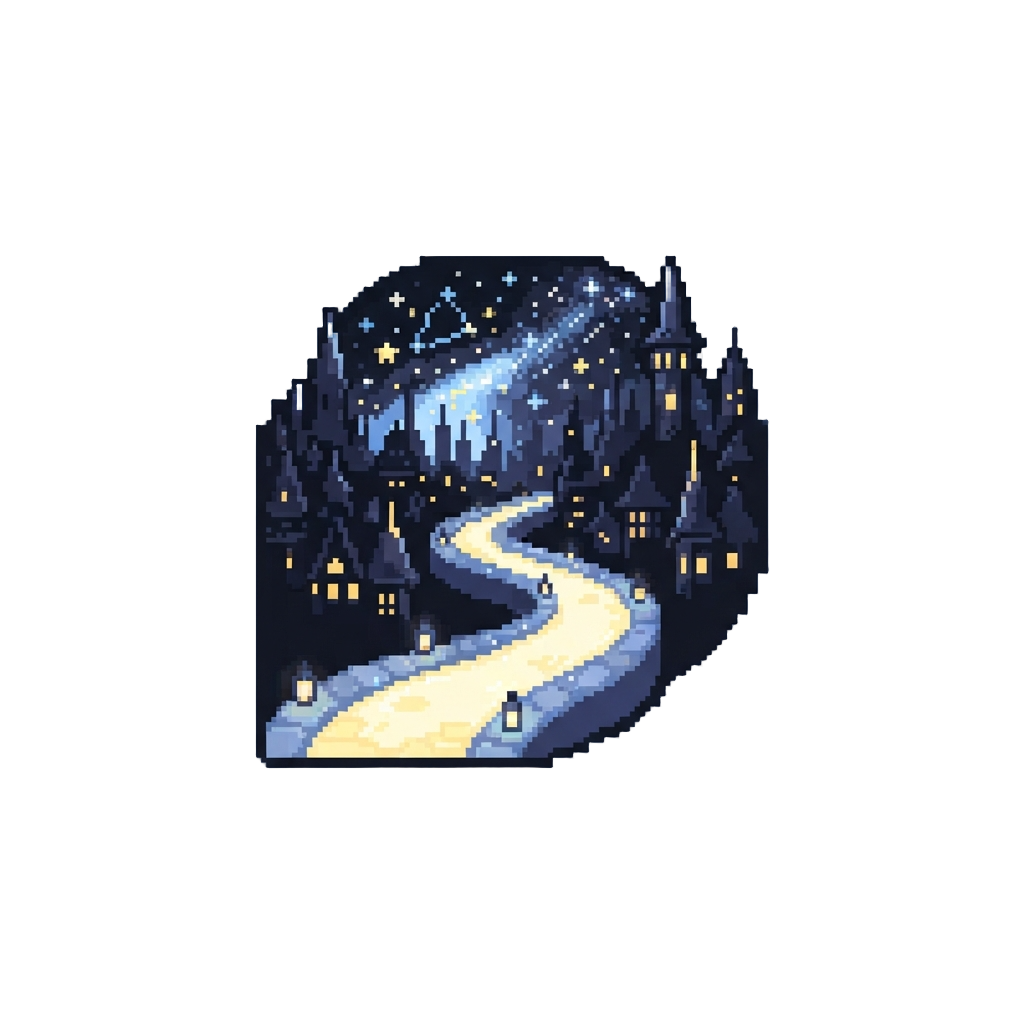 A Glowing Star-filled Skyline Path