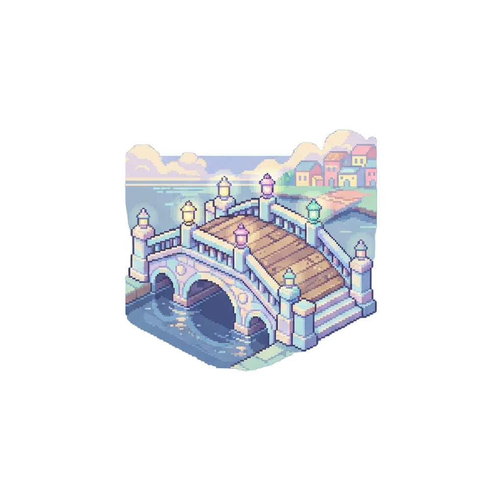 A Serene Harbor Bridge Illuminated in Pastel Colors