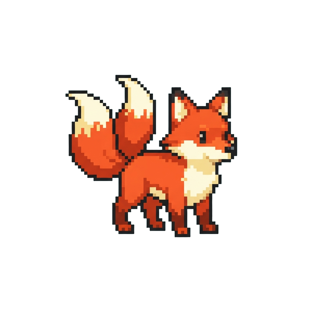 A Majestic Fiery Red Fox with Twin Tails
