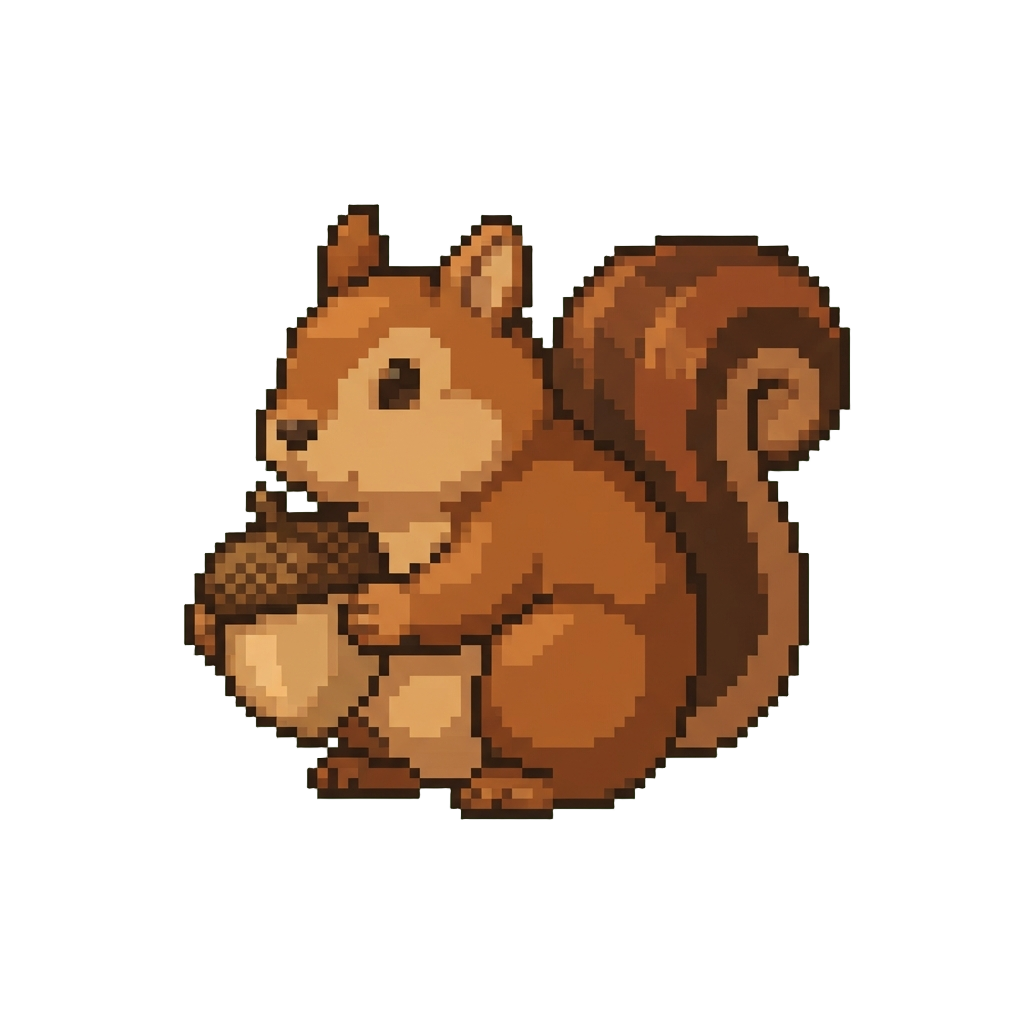A Chubby Squirrel Clutching a Giant Acorn