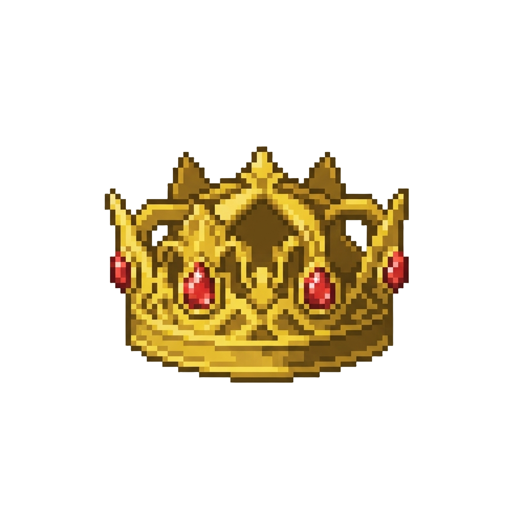 An Ornate Golden Gothic Crown with Ruby Teardrops