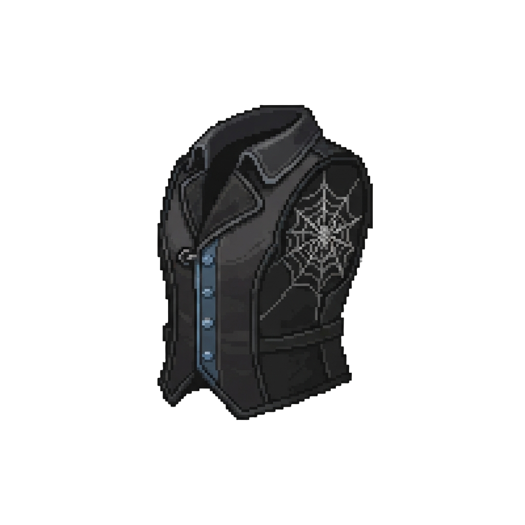 A Shadowy Gothic Vest with Spider Embroidery