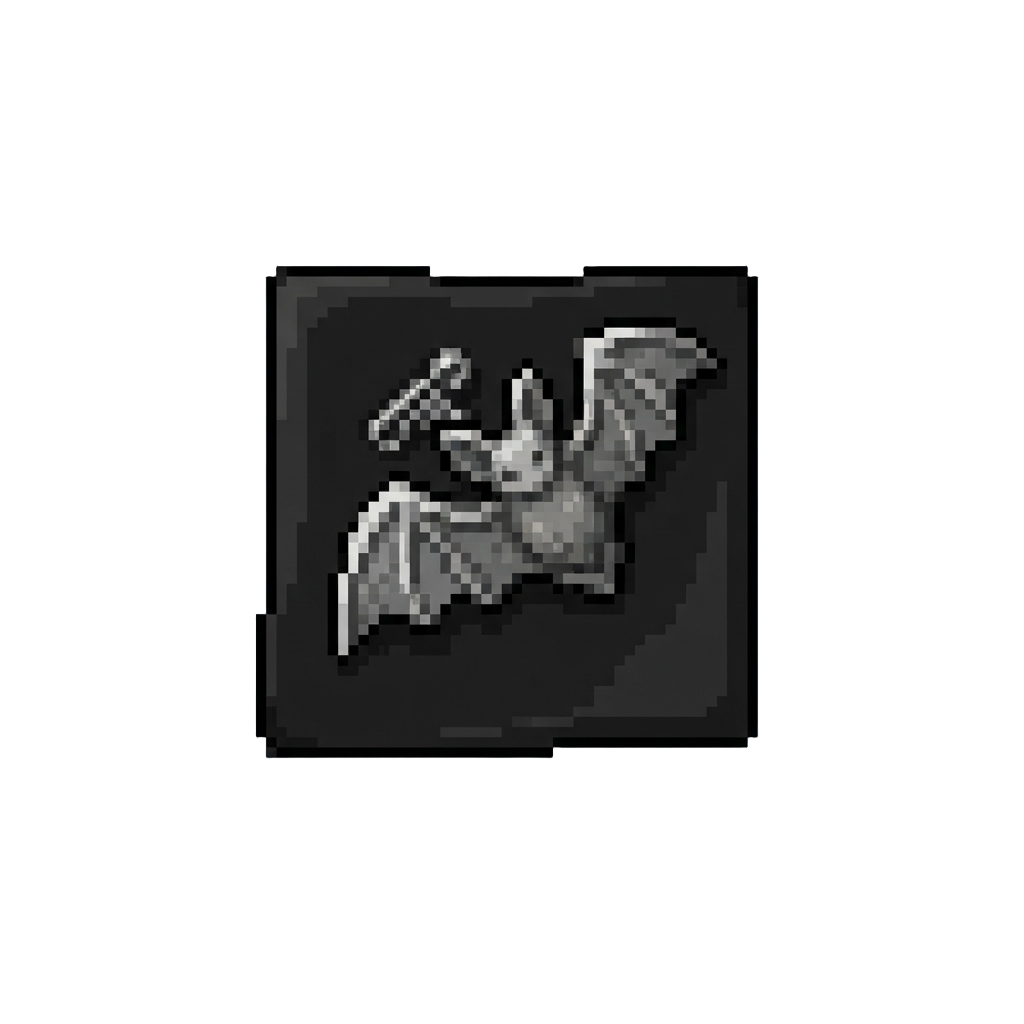A Tarnished Silver Bat Pin on a Black Tunic