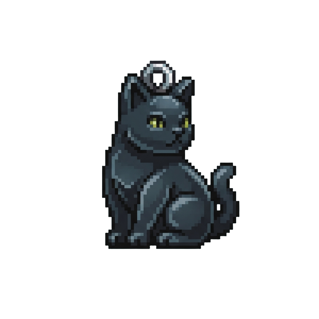 A Polished Obsidian Cat Charm
