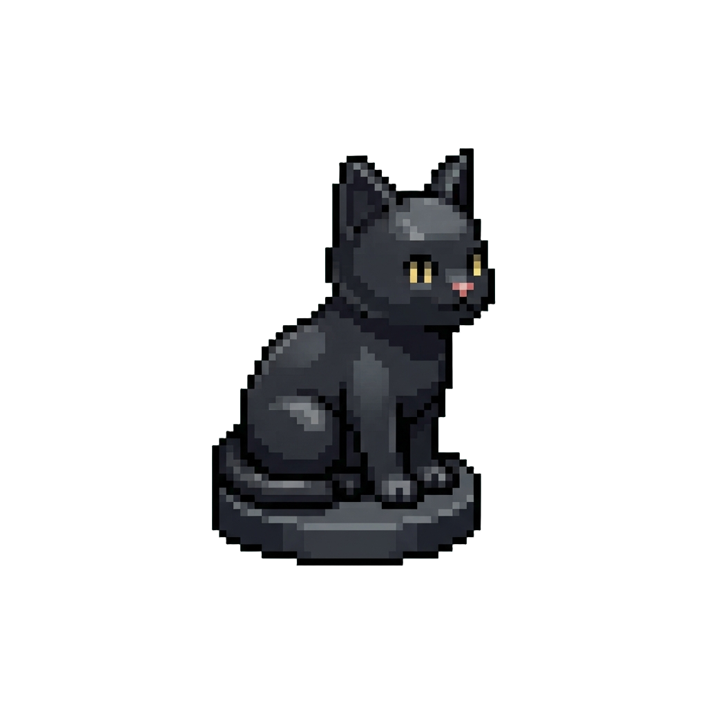 A Cute Black Cat Mini Figurine