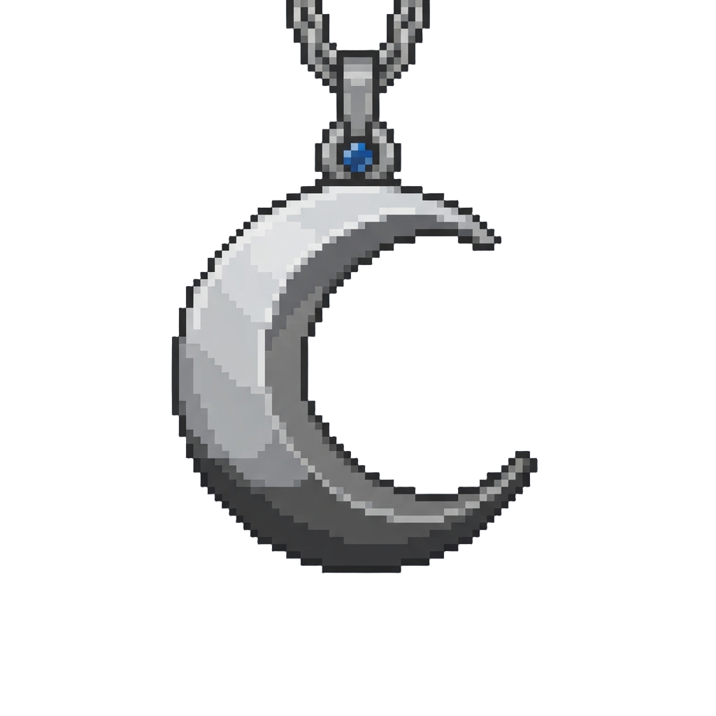 A Metallic Silver Moon Pendant