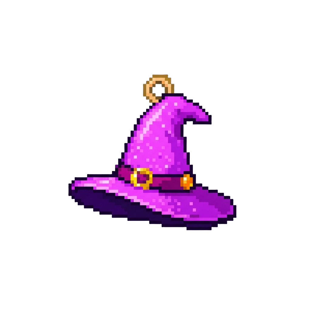 A Glittery Neon Purple Witch Hat Charm