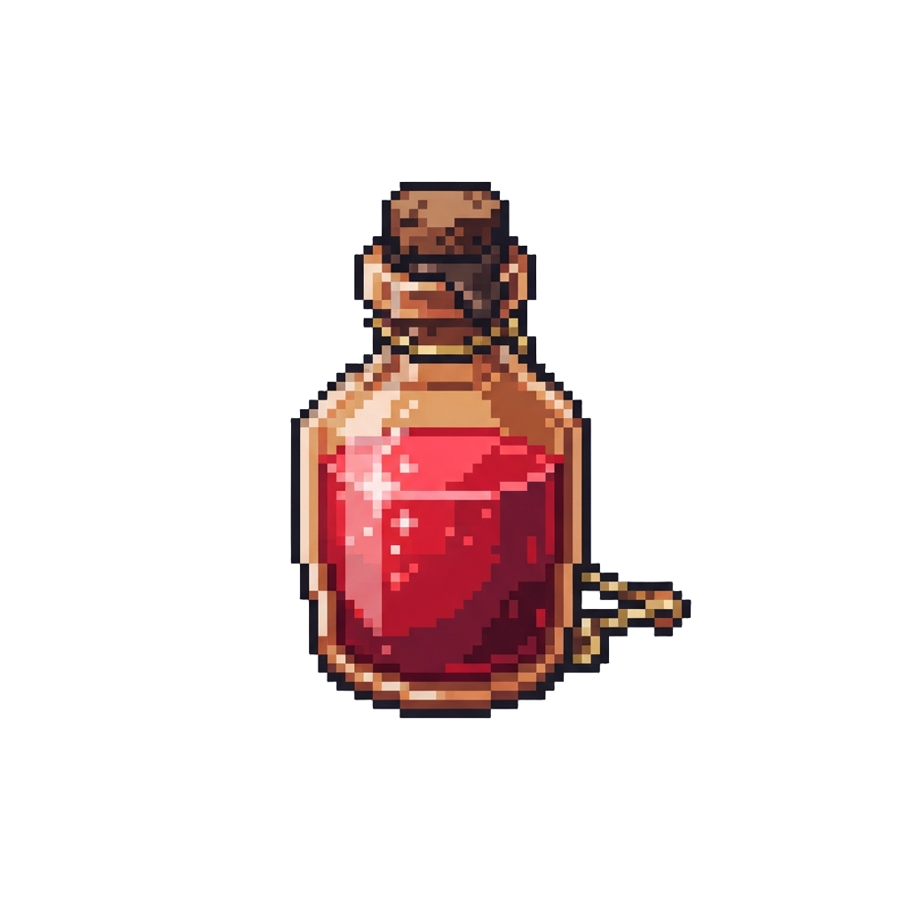 A Sparkly Ruby-red Potion Bottle Pin