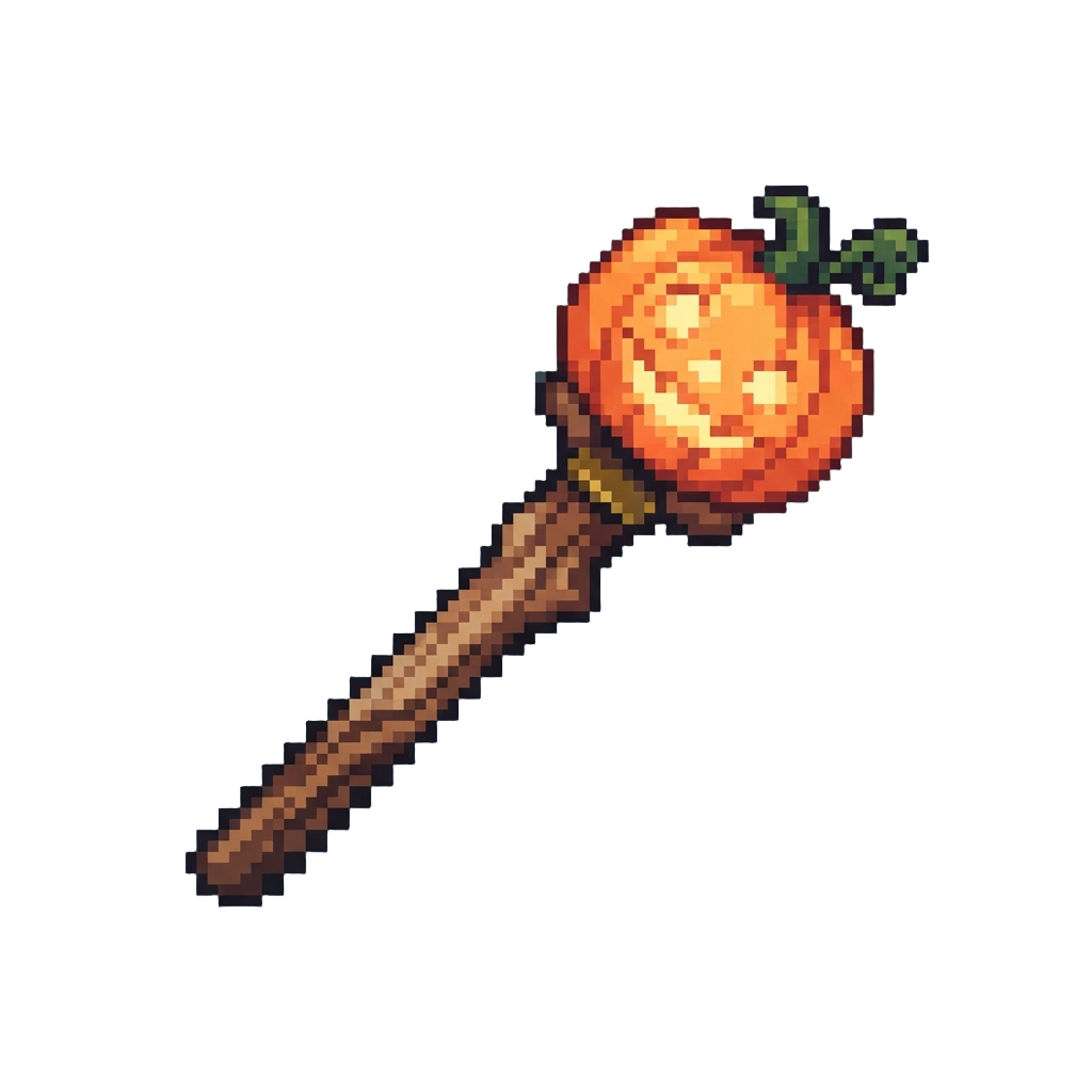 A Glowing Pumpkin Staff