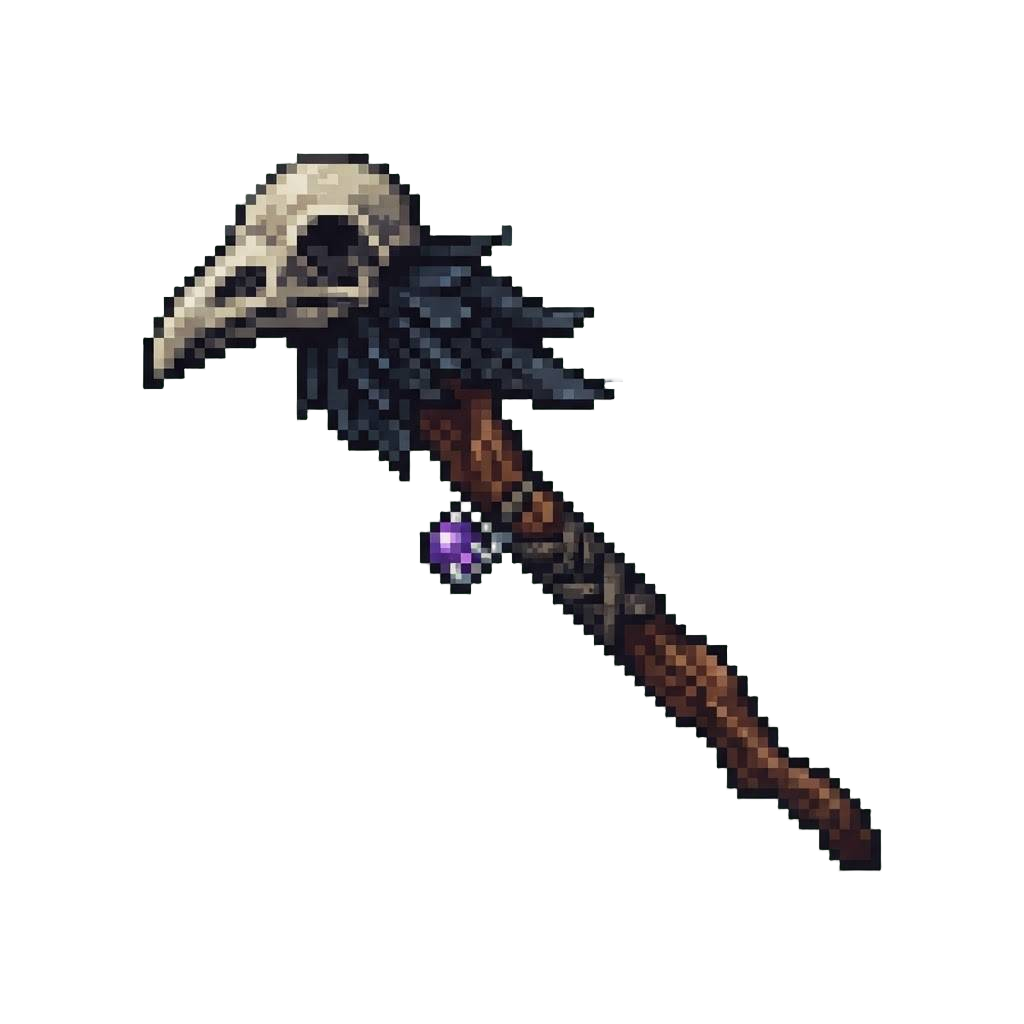 A Feathered Raven Wand