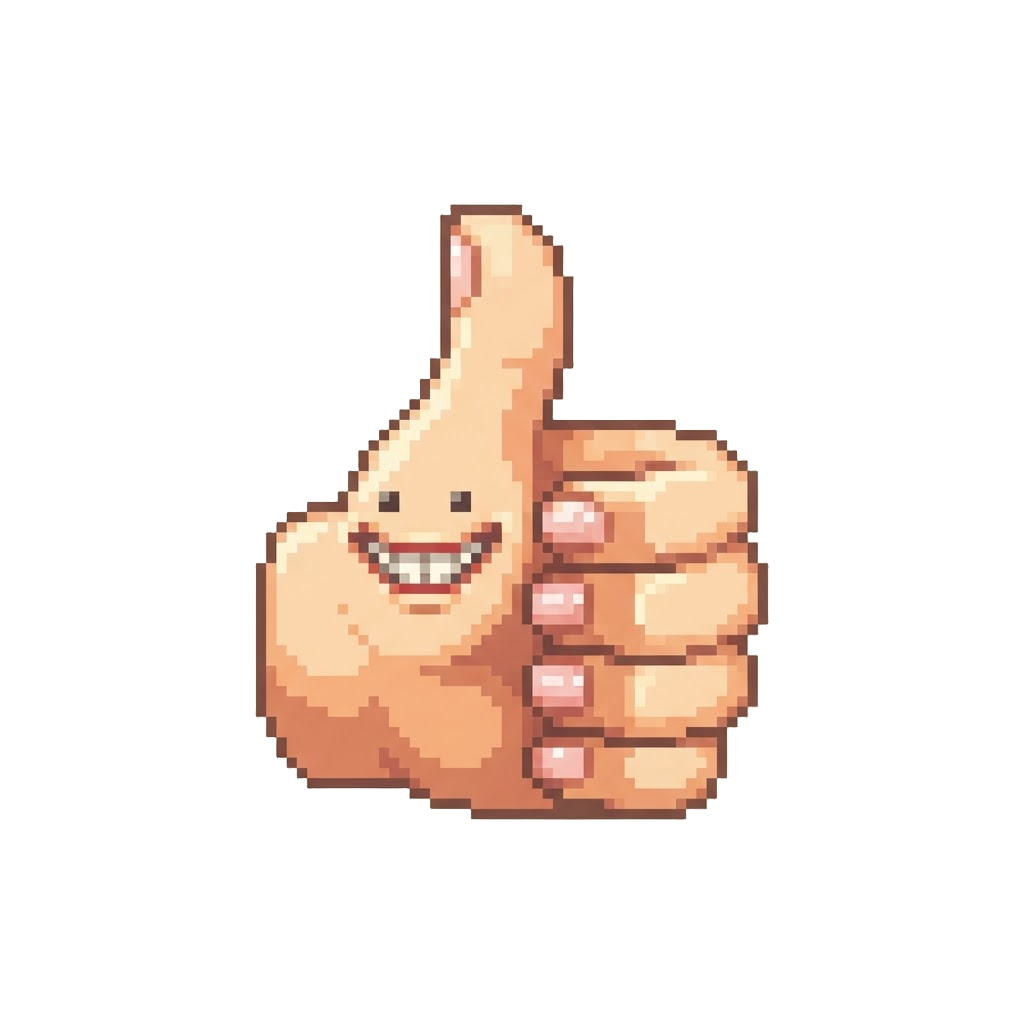 A Dramatic Thumb-up with a Polished Grin