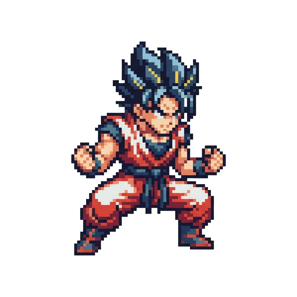 An Intense Anime Power-up Squat Pose