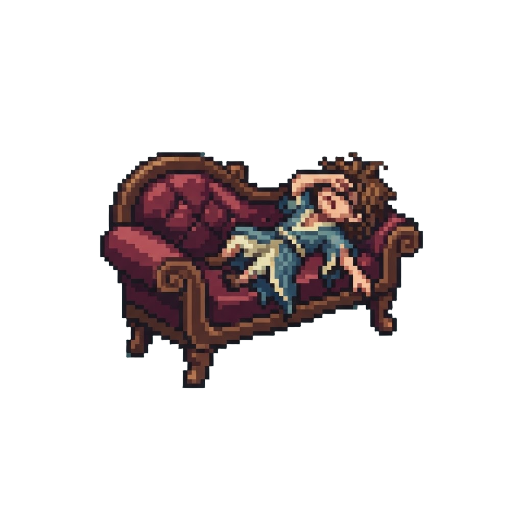 A Theatrical Dramatic Couch-faint Pose
