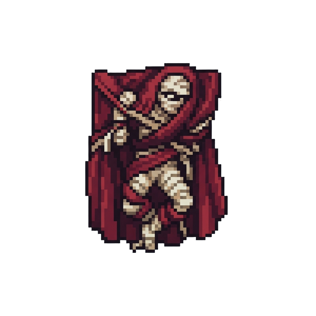 A Curtain-tangled Mummy Pose