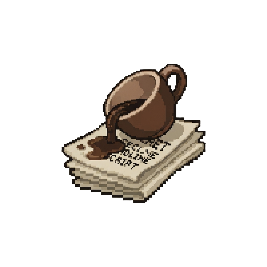 Coffee Cup Spills Across Secret Headline Script