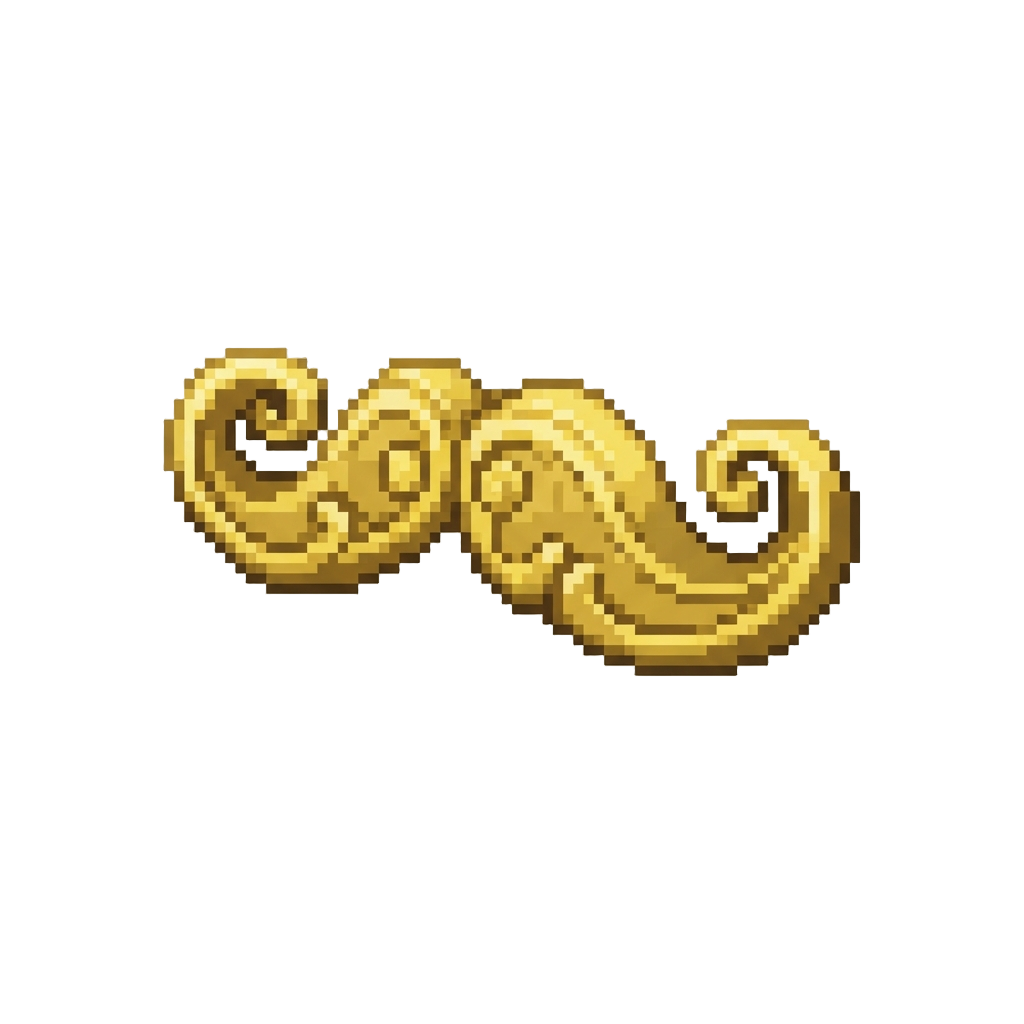 A Regal Golden Mustache with Fancy Swirls