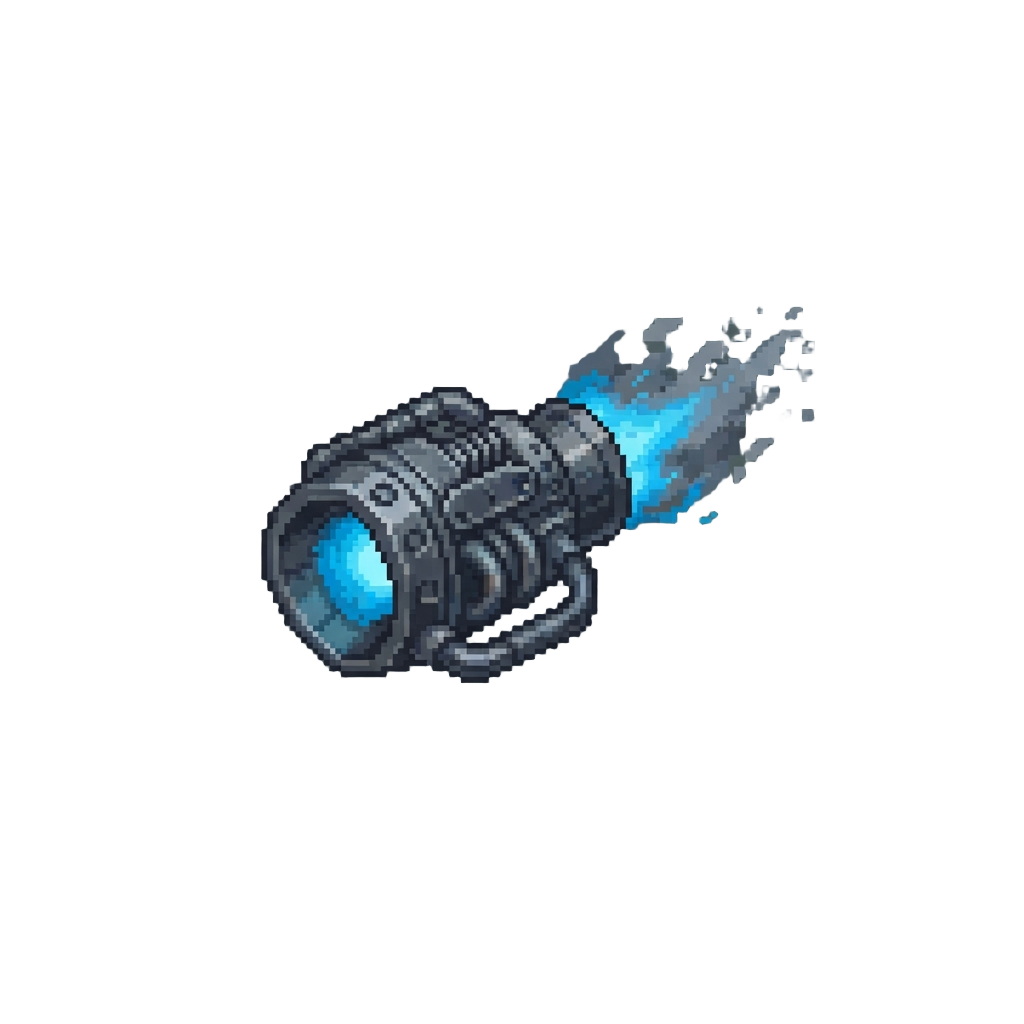 A Glowing Blue Engine Flicker Turning to Gray Drift