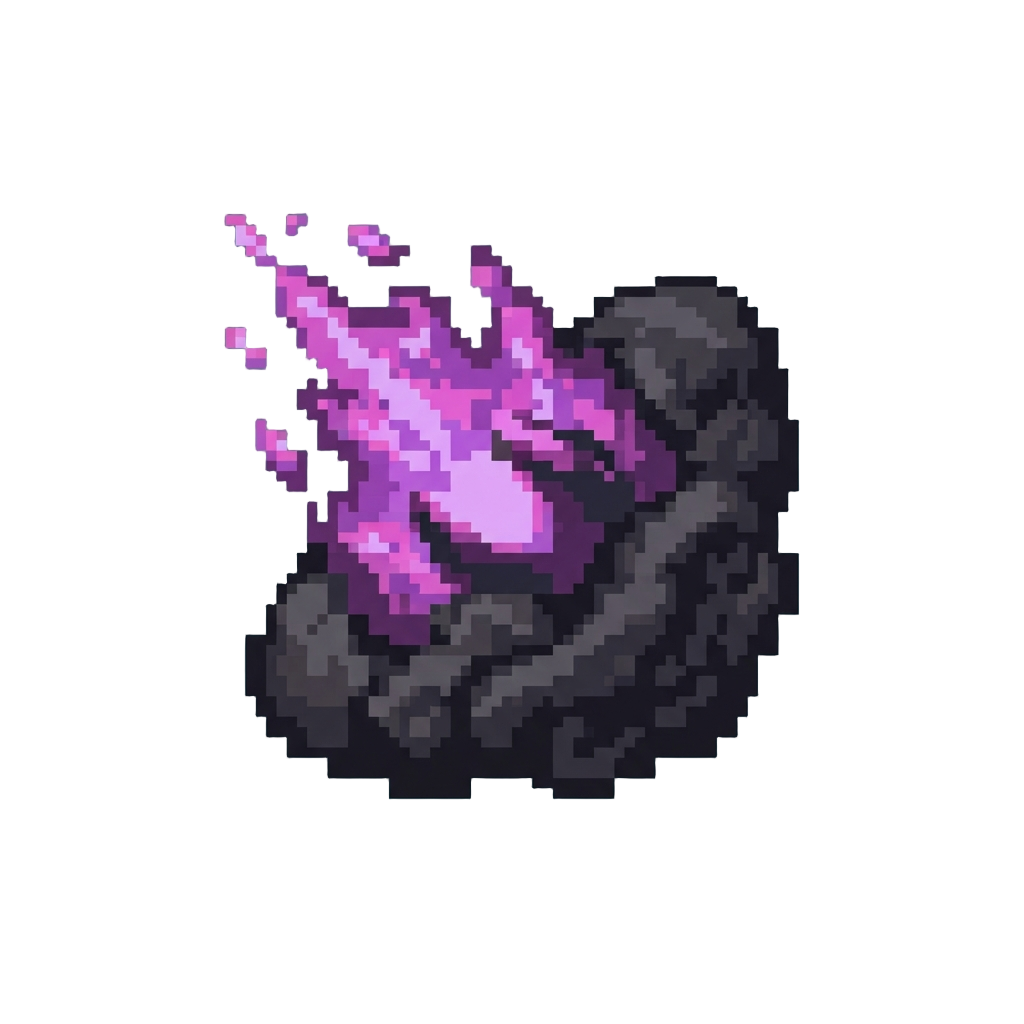 A Sputtering Burst of Purple Plasma Sparks and Black Smoke