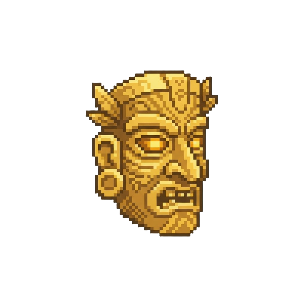 A Glowing Golden Tiki Mask