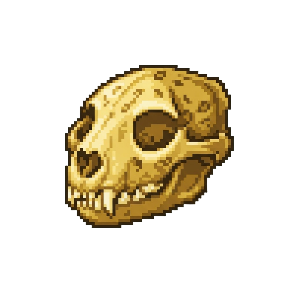 A Gleaming Golden Jaguar Skull