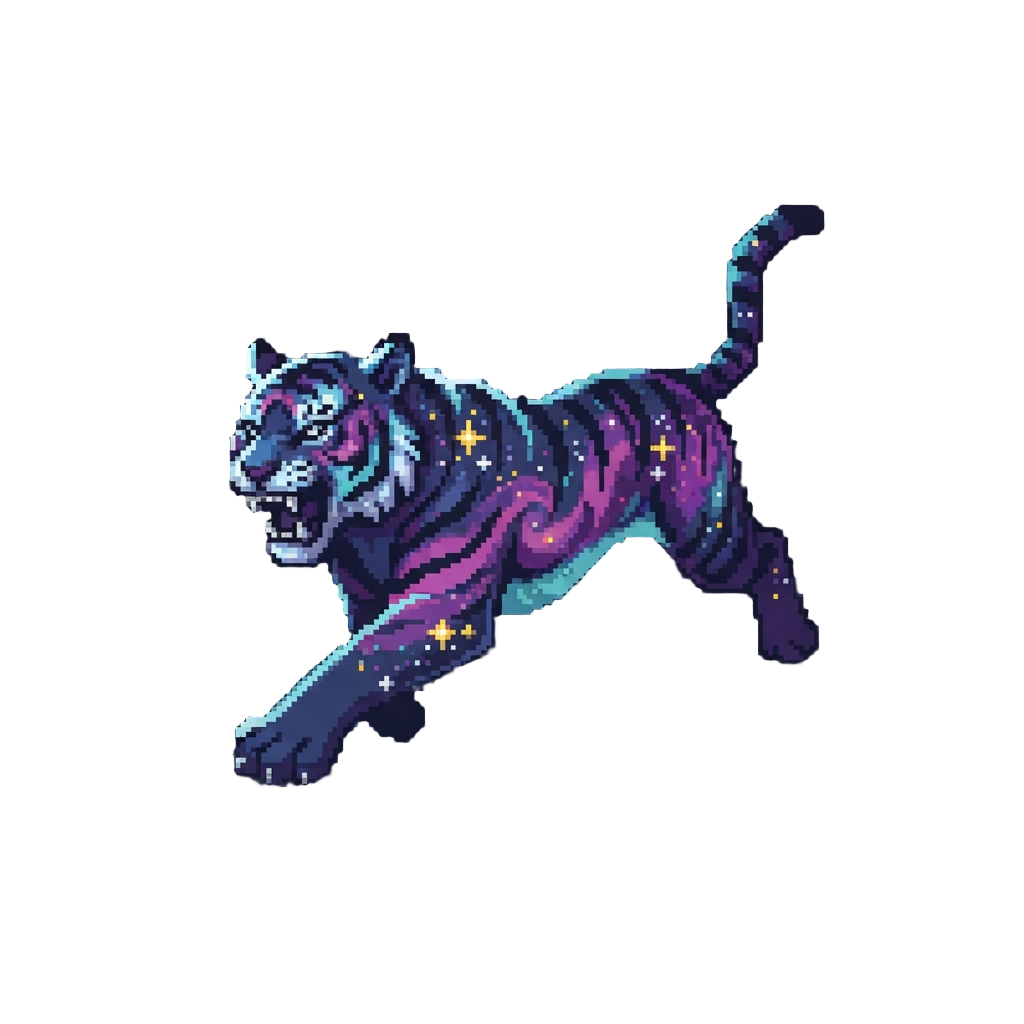 A Vibrant Cosmic Tiger Leaping Through Stars