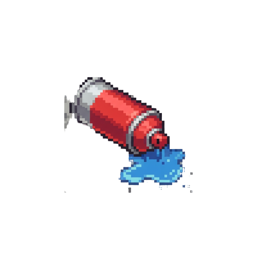 A Panic-dropped Spray Can Leaking Paint on the Pavement