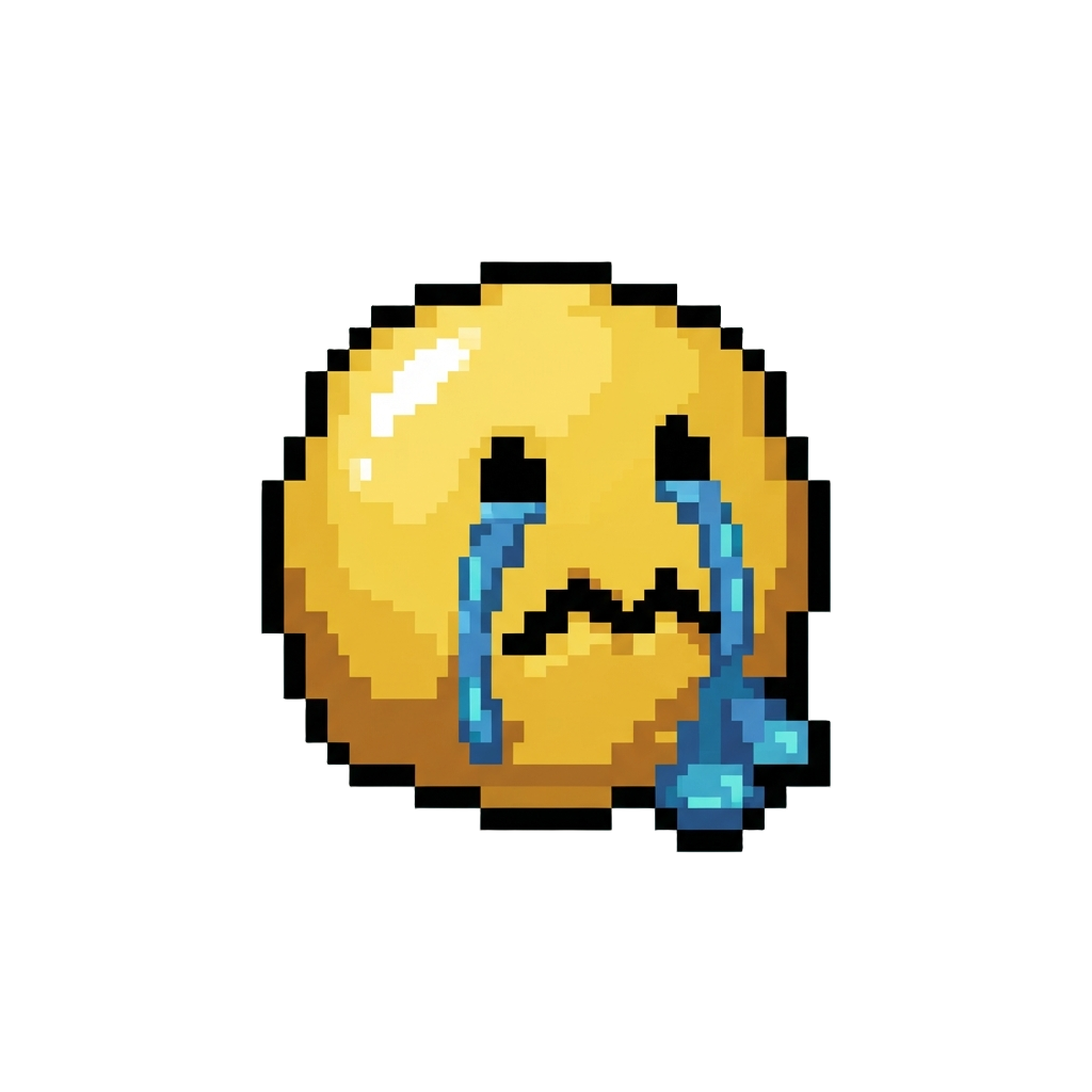 A Blobby Distorted Smiley Face with Paint Running Like Tears