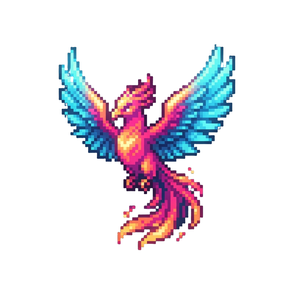 A Glowing Neon Phoenix Spreading Its Wings