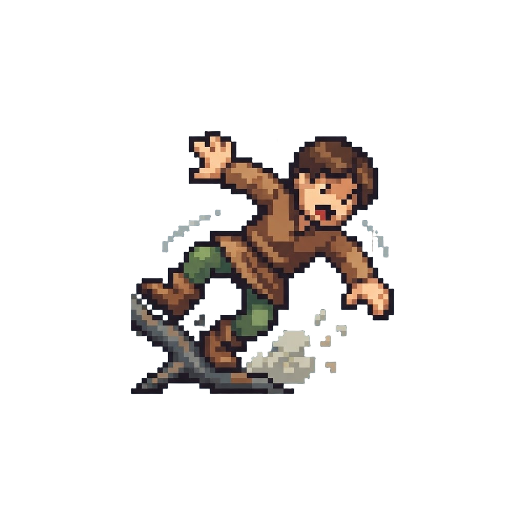 A Clumsy Heel-snag Tumble