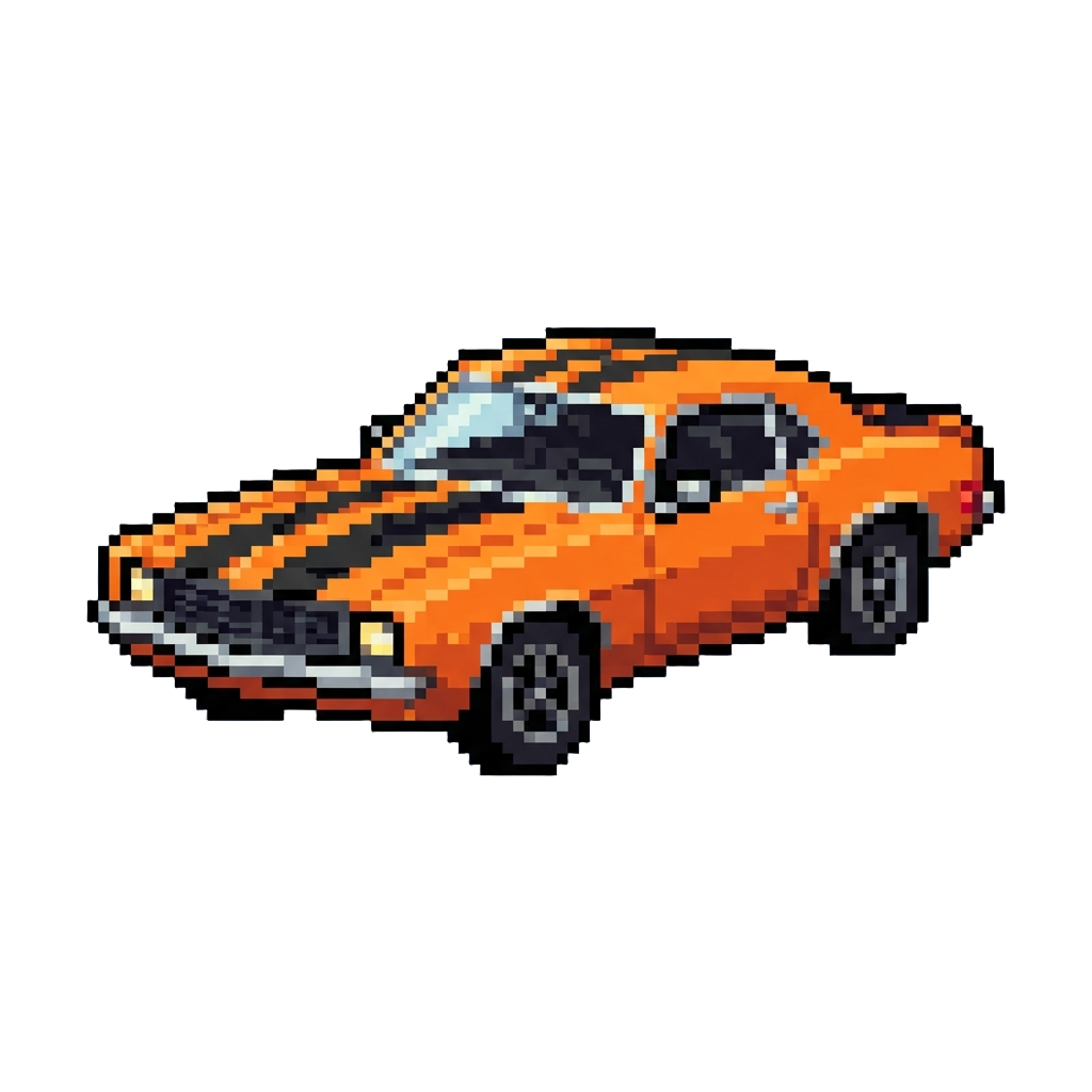 A Bright Orange Muscle Car
